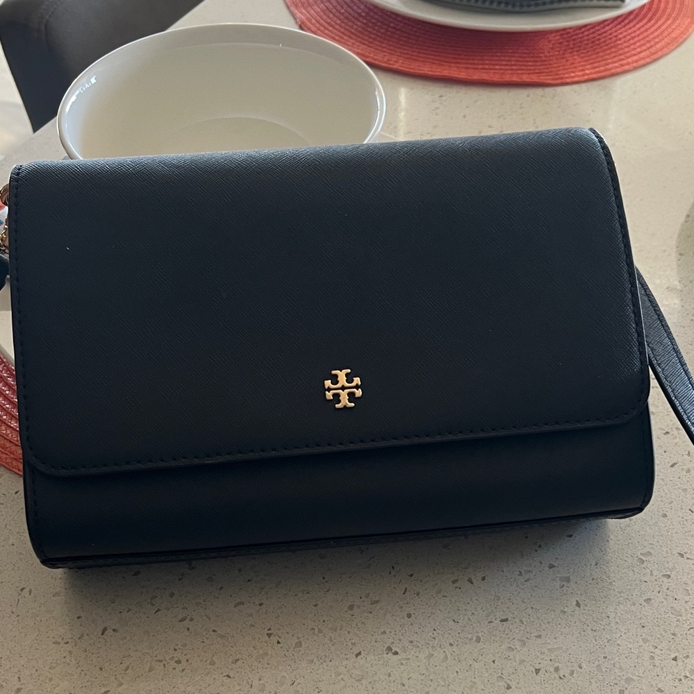 Tory Burch navy Crossbody with Gold Logo Accent